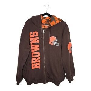 NFL Cleveland Browns Reversible Zip-Up Hooded Heavyweight Sweatshirt Jacket Sm